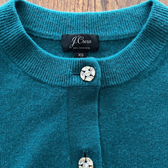 J Crew - Cashmere Cardigan with Jeweled Buttons - Picture 2 of 4